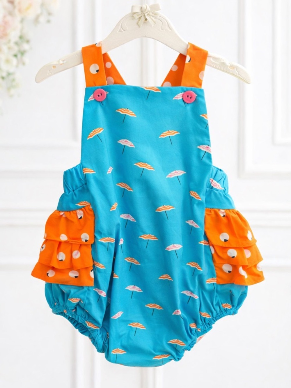 NWT Ricrac n Ruffles Umbrella Beach Baby Ruffle Butt Bubble - 12 Months